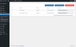 Page screenshot: Booking Package &rarr; Calendar Accounts