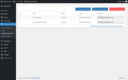 Page screenshot: Booking Package &rarr; Calendar Accounts