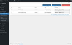Page screenshot: Booking Package &rarr; Calendar Accounts