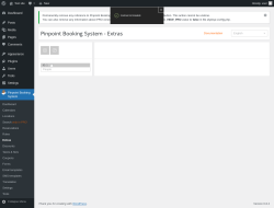 Page screenshot: Pinpoint Booking System → Extras