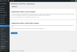 Page screenshot: Booking Ultra → Maintenance