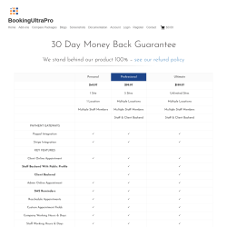 Page screenshot: Booking Ultra → Upgrade  ➜