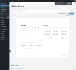 Page screenshot: 	WP    Booking Calendar &rarr; + Add Booking