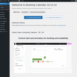 Page screenshot: Welcome to Booking Calendar &lsaquo; Test site &mdash; WordPress