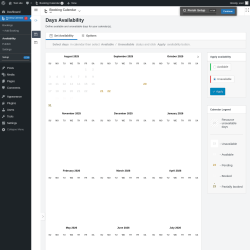 Page screenshot: 	WP    Booking Calendar → Availability