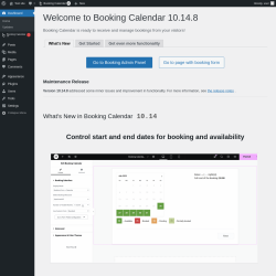 Page screenshot: Welcome to Booking Calendar ‹ Test site — WordPress