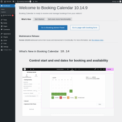 Page screenshot: Welcome to Booking Calendar &lsaquo; Test site &mdash; WordPress