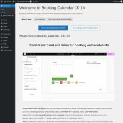 Page screenshot: Welcome to Booking Calendar ‹ Test site — WordPress