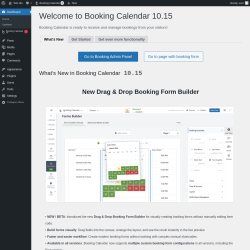 Page screenshot: Welcome to Booking Calendar &lsaquo; Test site &mdash; WordPress