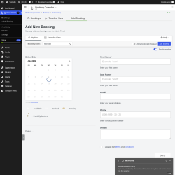 Page screenshot: 	WP    Booking Calendar &rarr; + Add Booking