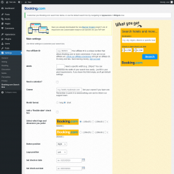 Page screenshot: Settings &rarr; Booking.com Search Box