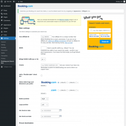 Page screenshot: Settings &rarr; Booking.com Search Box
