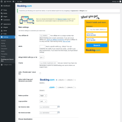 Page screenshot: Settings &rarr; Booking.com Search Box
