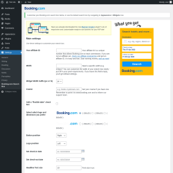 Page screenshot: Settings &rarr; Booking.com Search Box