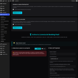 Page screenshot: Booking F&aacute;cil &rarr; Licencia