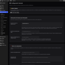 Page screenshot: Booking F&aacute;cil &rarr; Configuraci&oacute;n