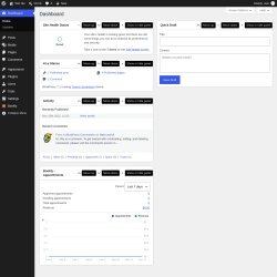 Page screenshot: Dashboard &lsaquo; Test site &mdash; WordPress