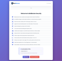 Page screenshot: BotBlocker Security &rsaquo; Setup Wizard