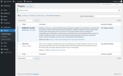Page screenshot: Plugins &lsaquo; Test site &mdash; WordPress
