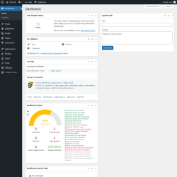 Page screenshot: Dashboard &lsaquo; Test site &mdash; WordPress