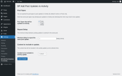 Page screenshot: Settings → BP Add Post Updates To Activity