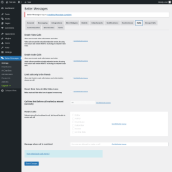 Page screenshot: Better Messages → Calls