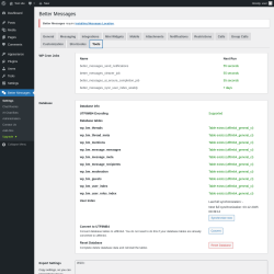 Page screenshot: Better Messages → Tools