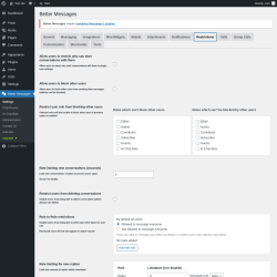 Page screenshot: Better Messages &rarr; Restrictions