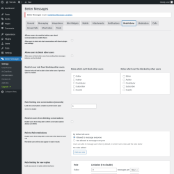Page screenshot: Better Messages &rarr; Restrictions