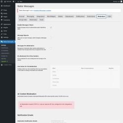 Page screenshot: Better Messages &rarr; Moderation
