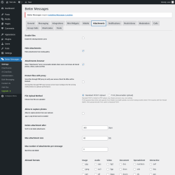 Page screenshot: Better Messages &rarr; Attachments