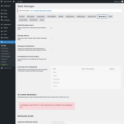 Page screenshot: Better Messages &rarr; Moderation