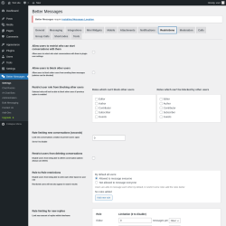 Page screenshot: Better Messages &rarr; Restrictions