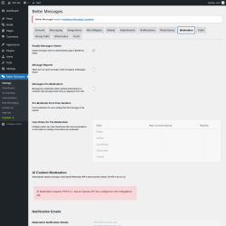 Page screenshot: Better Messages &rarr; Moderation
