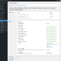 Page screenshot: Better Messages → Tools