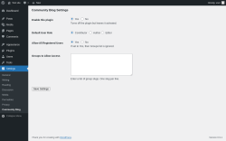 Page screenshot: Settings &rarr; Community Blog