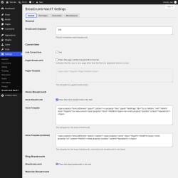Page screenshot: Settings &rarr; Breadcrumb NavXT &rarr; General