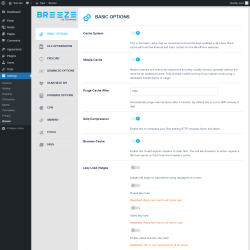 Page screenshot: Settings &rarr; Breeze