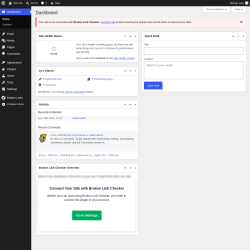 Page screenshot: Dashboard &lsaquo; Test site &mdash; WordPress