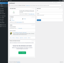Page screenshot: Dashboard &lsaquo; Test site &mdash; WordPress