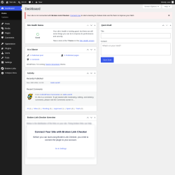 Page screenshot: Dashboard &lsaquo; Test site &mdash; WordPress