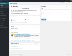 Page screenshot: Dashboard &lsaquo; Test site &mdash; WordPress