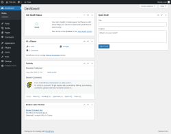 Page screenshot: Dashboard &lsaquo; Test site &mdash; WordPress