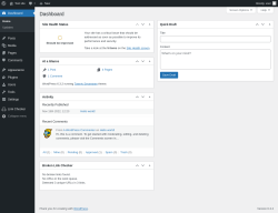 Page screenshot: Dashboard &lsaquo; Test site &mdash; WordPress