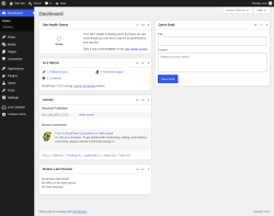Page screenshot: Dashboard &lsaquo; Test site &mdash; WordPress