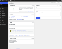 Page screenshot: Dashboard &lsaquo; Test site &mdash; WordPress
