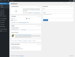 Page screenshot: Dashboard &lsaquo; Test site &mdash; WordPress