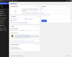 Page screenshot: Dashboard &lsaquo; Test site &mdash; WordPress