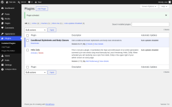 Page screenshot: Plugins &lsaquo; Test site &mdash; WordPress