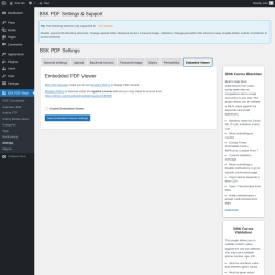 Page screenshot: BSK PDF Mngr → Settings → Embeded Viewer